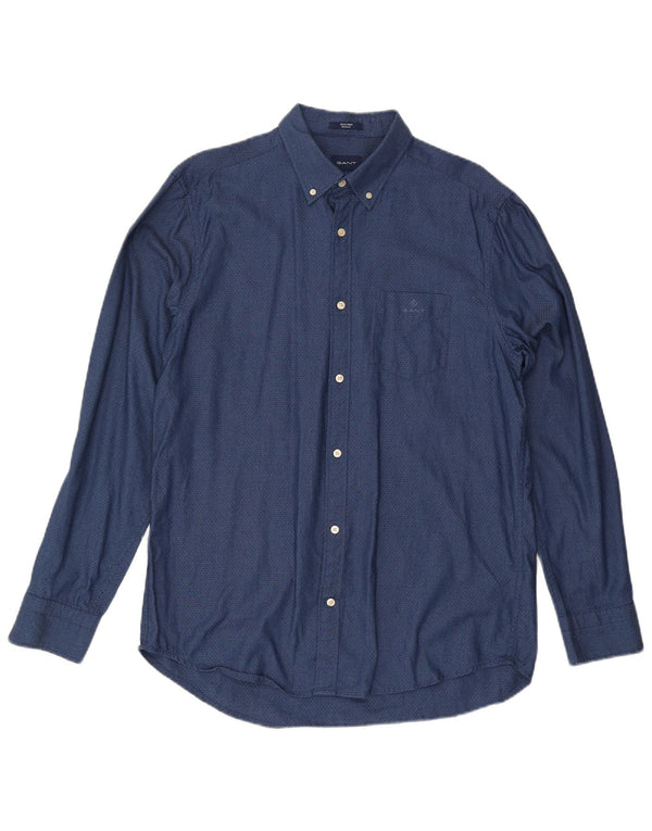 Gant Chemise coupe classique pour homme Taille 41/42 16 1/2 Large Bleu marine à pois