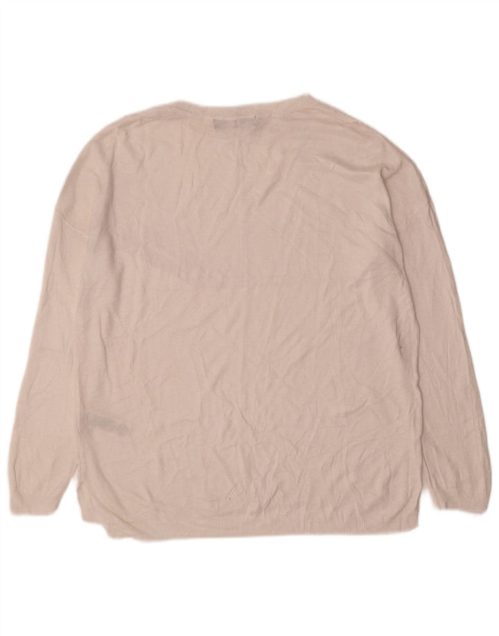 Marks & Spencer Womens Boat Neck Jumper Sweater UK 14 Medium Off White