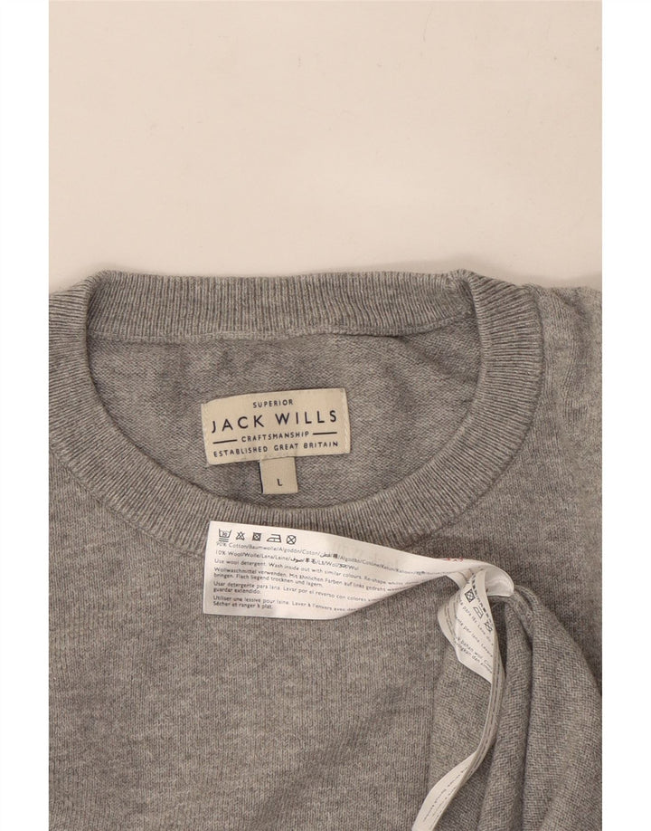 Jack Wills Mens Crew Neck Jumper Sweater Large Grey Cotton
