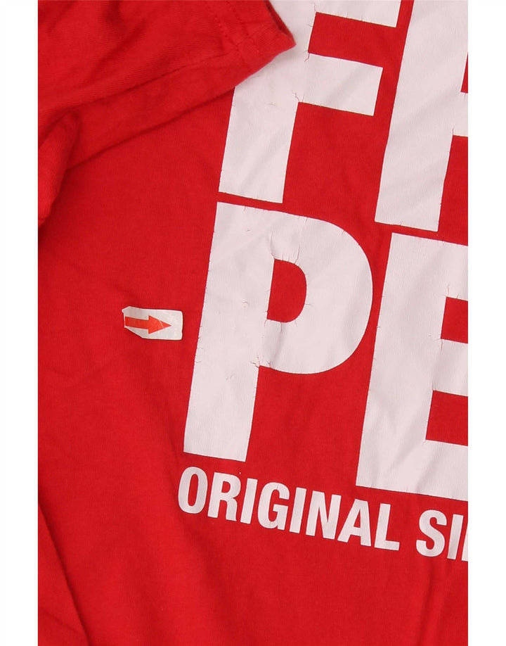 Fred Perry Herre grafisk T-shirt Top Stor rød bomuld