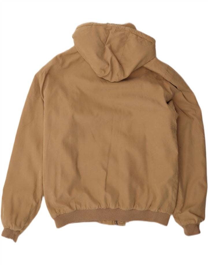 SLAM Mens Hooded Bomber Jacket UK 42 XL Beige Polyester