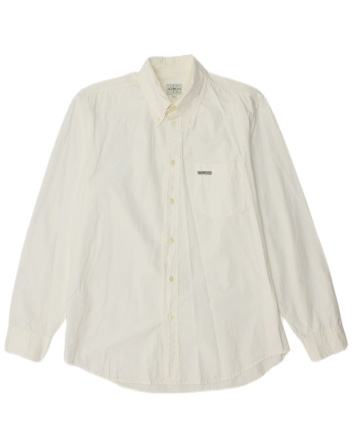 CALVIN KLEIN JEANS Mens Shirt Medium White Cotton