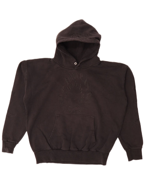 Diesel Uomo Felpa con cappuccio grafica ampia e vestibilità ampia, cotone nero medio