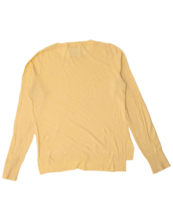 Maglione maglione con scollo a barca da donna Abercrombie & Fitch UK 14 Giallo medio