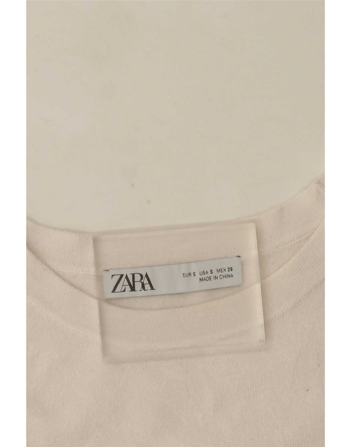 Zara Chemisier à manches courtes pour femme UK 10 Petit Blanc
