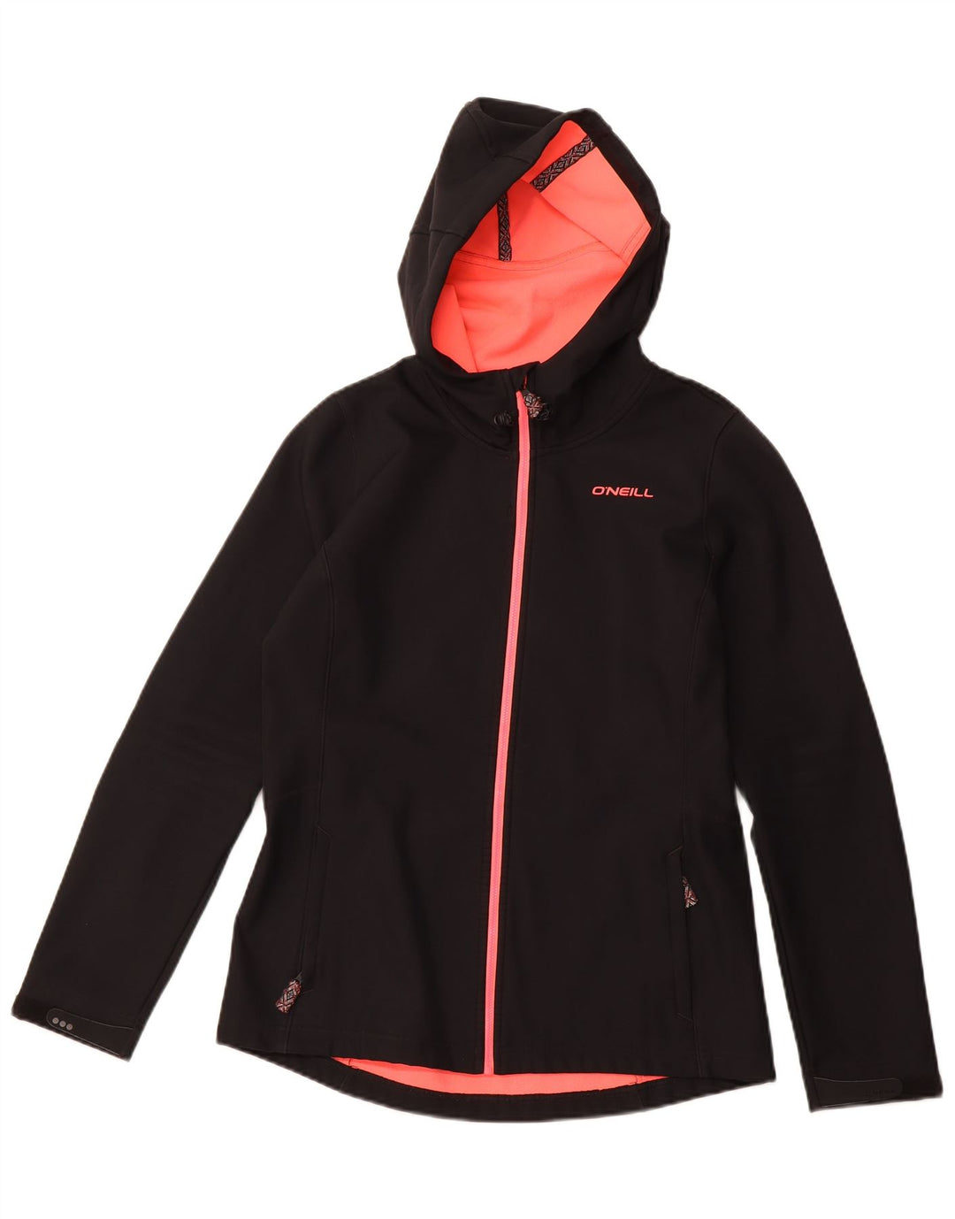 O'NEILL Womens Hooded Windbreaker Jacket UK 14 Large Black Polyester