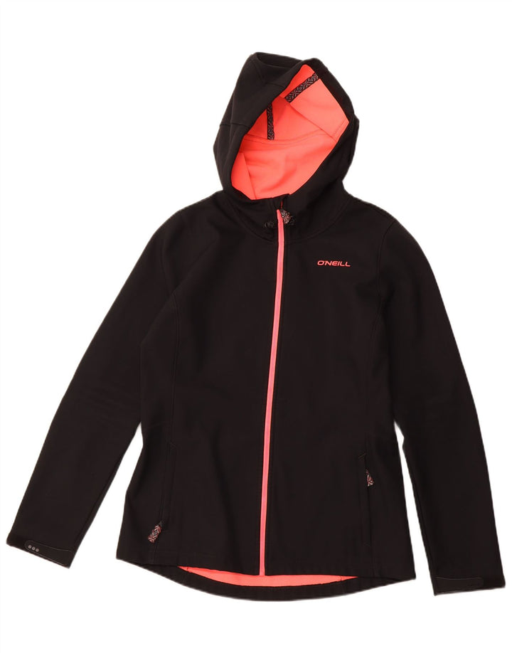 O'NEILL Womens Hooded Windbreaker Jacket UK 14 Large Black Polyester