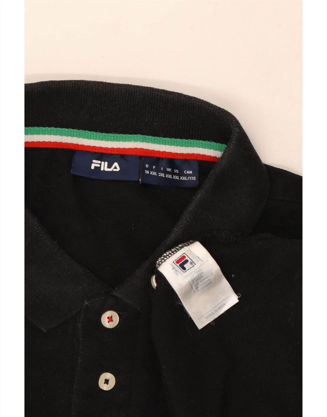 FILA Mens Polo Shirt 2XL Black Cotton