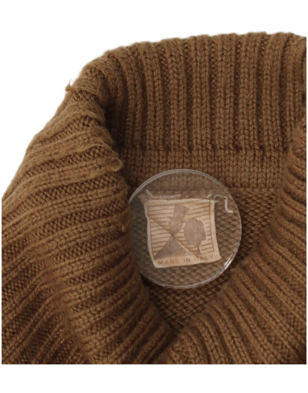 Vintage Mens Roll Neck Jumper Sweater Medium Brown Fair Isle Wool