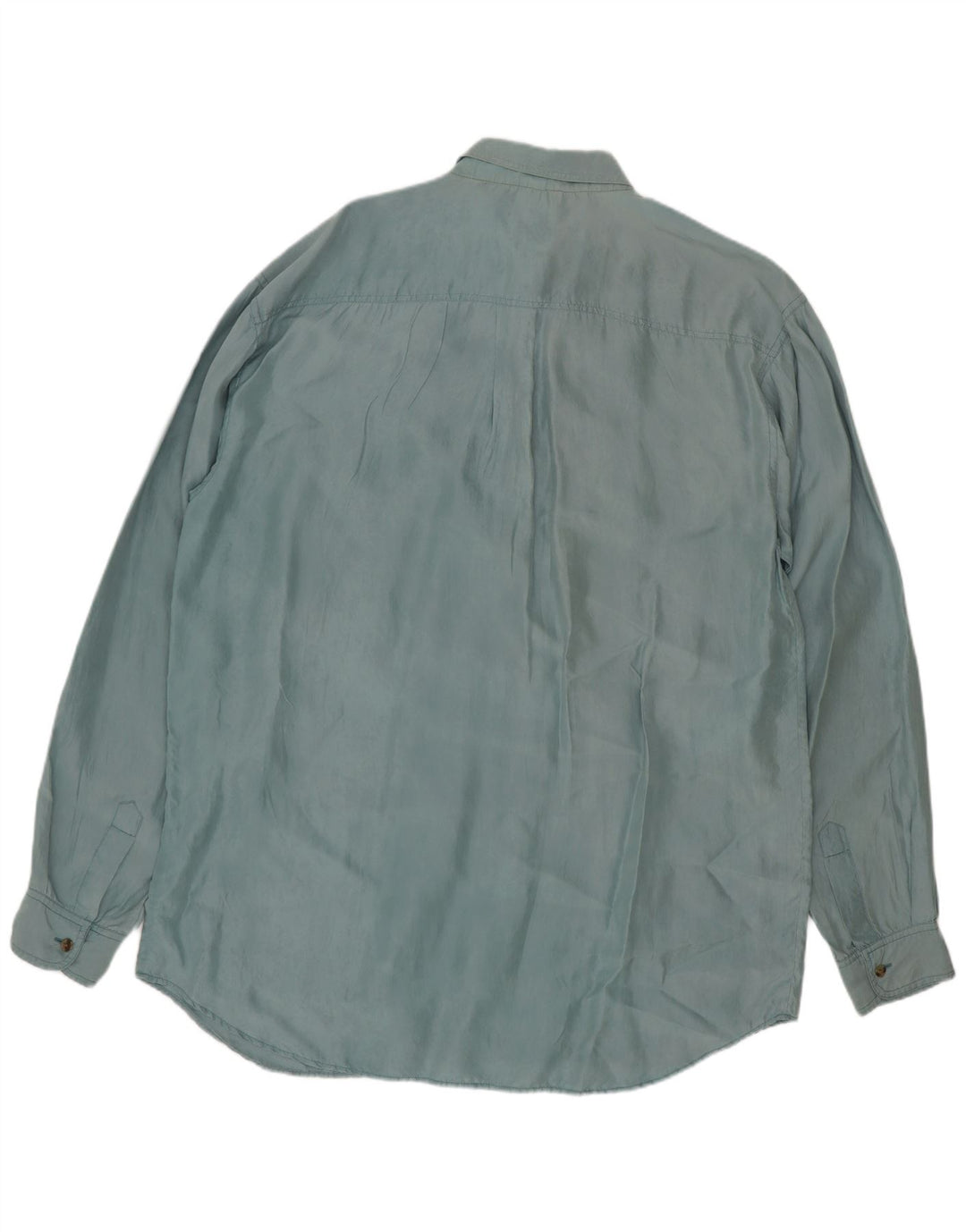 Camisa Vintage Para Hombre Seda Azul Mediana