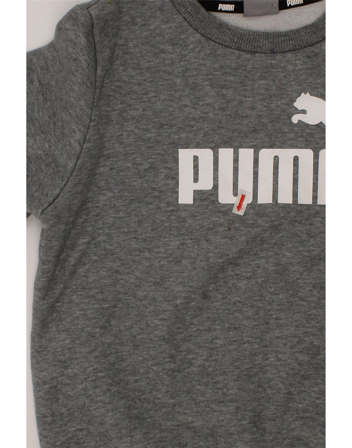PUMA Girls Graphic Sweatshirt Jumper 9-10 Years Grey Cotton Vintage Puma and Second-Hand Puma from Messina Hembry 