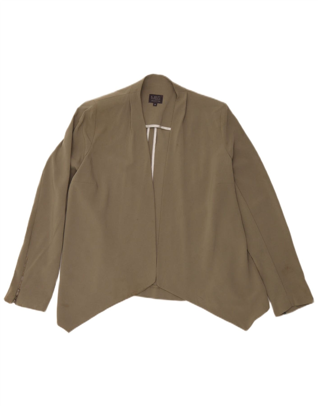 Marks & Spencer Womens Cardigan Top UK 10 Small Khaki Polyester
