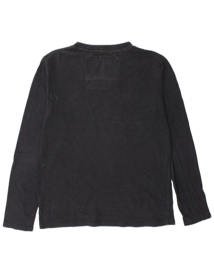 SUPERDRY Mens Graphic Top Long Sleeve Large Black Cotton
