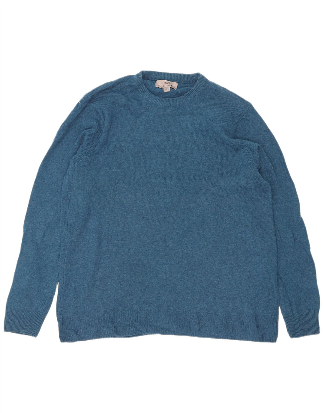 Maglione maglione girocollo da uomo Marks & Spencer grande lana d'agnello blu