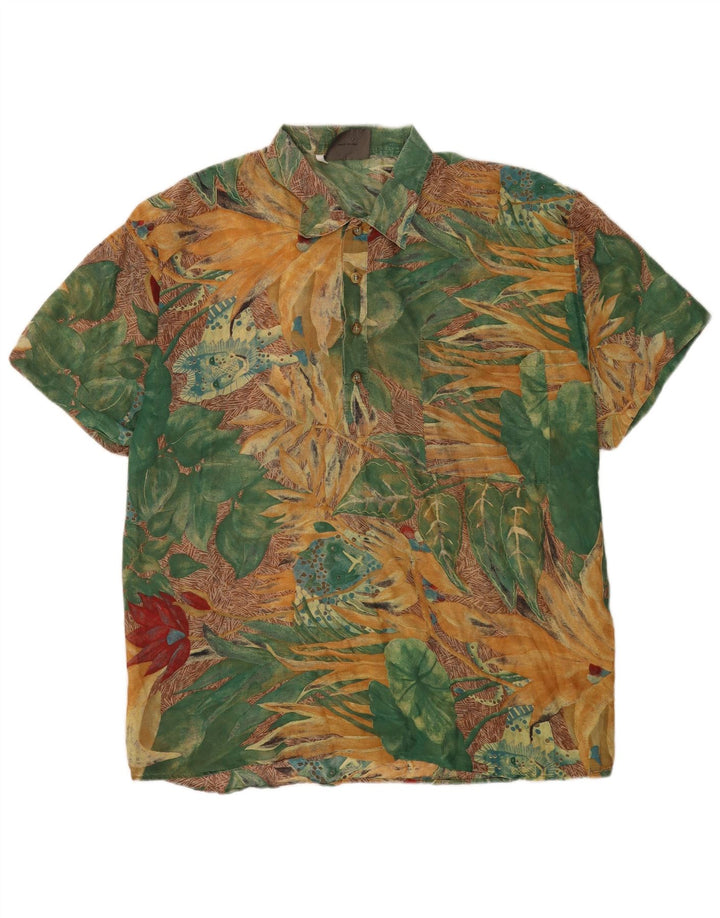 Vintage Mens Short Sleeve Pullover Shirt IT 54 XL Multicoloured Floral