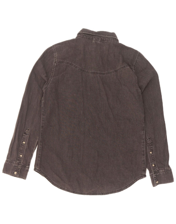 Topshop Womens Denim Shirt UK 12 Medium Black Cotton