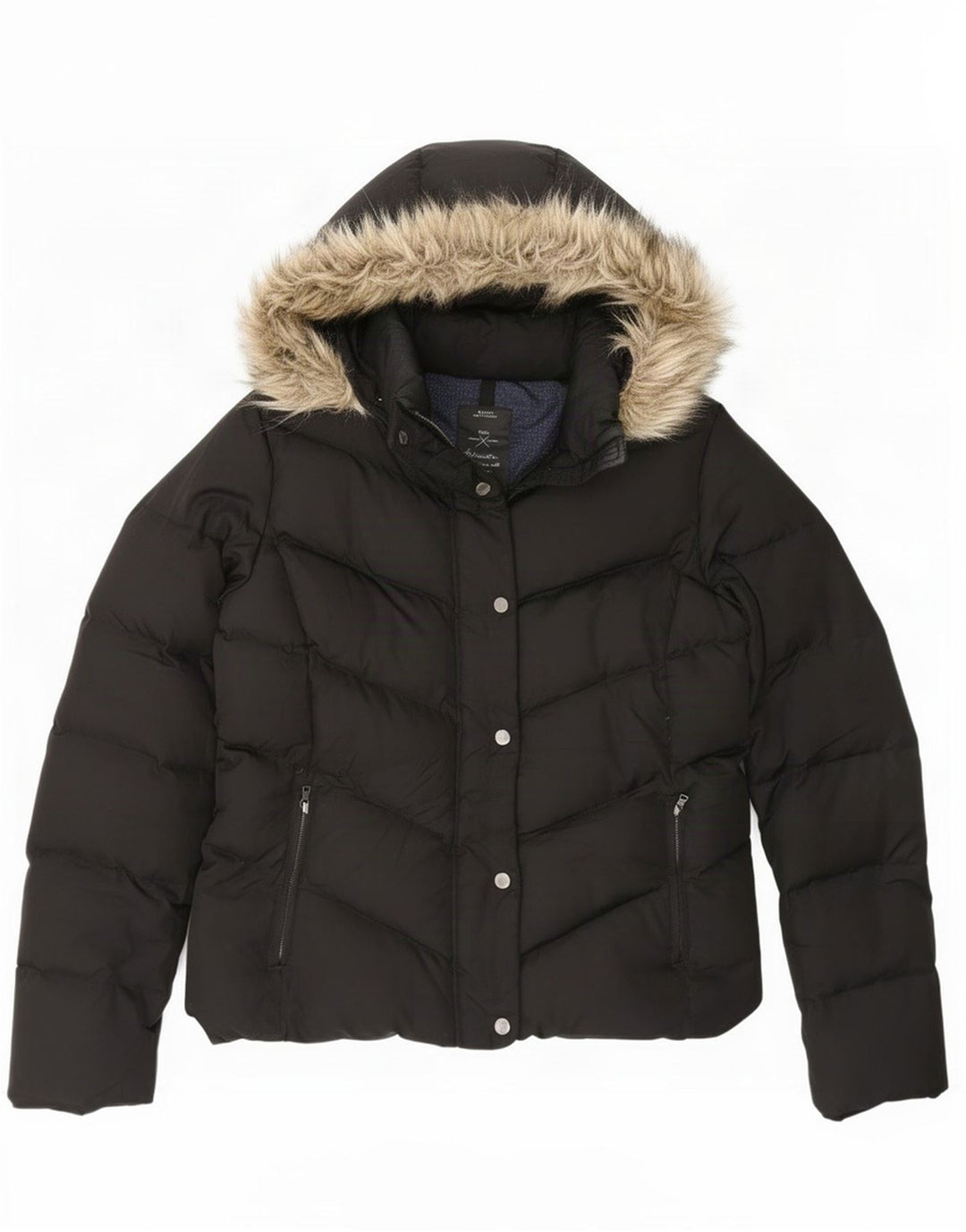 Gap Wattierte Damenjacke mit Kapuze, UK 14, Mittelschwarz, Polyester