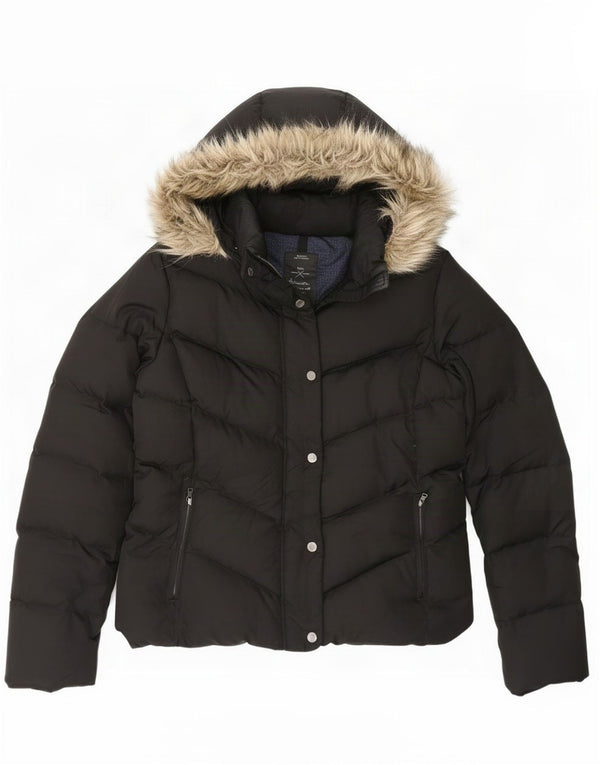 Gap Wattierte Damenjacke mit Kapuze, UK 14, Mittelschwarz, Polyester