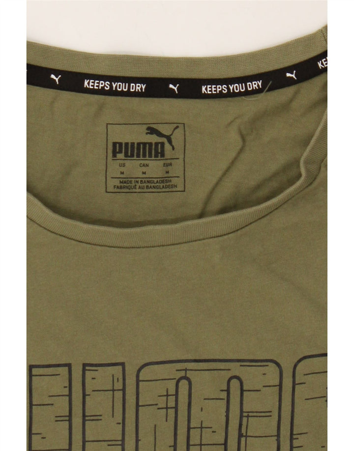 PUMA Mens Graphic T-Shirt Top Medium Green Cotton Vintage Puma and Second-Hand Puma from Messina Hembry 
