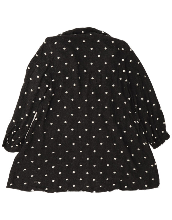Zara Robe à manches longues pour femme UK 44 Viscose à pois gris moyen