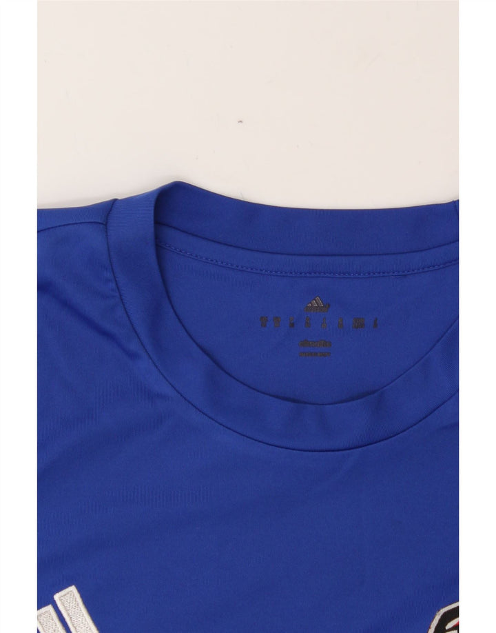 ADIDAS Mens MCS Academy Graphic T-Shirt Top Medium Blue Polyester Vintage Adidas and Second-Hand Adidas from Messina Hembry 