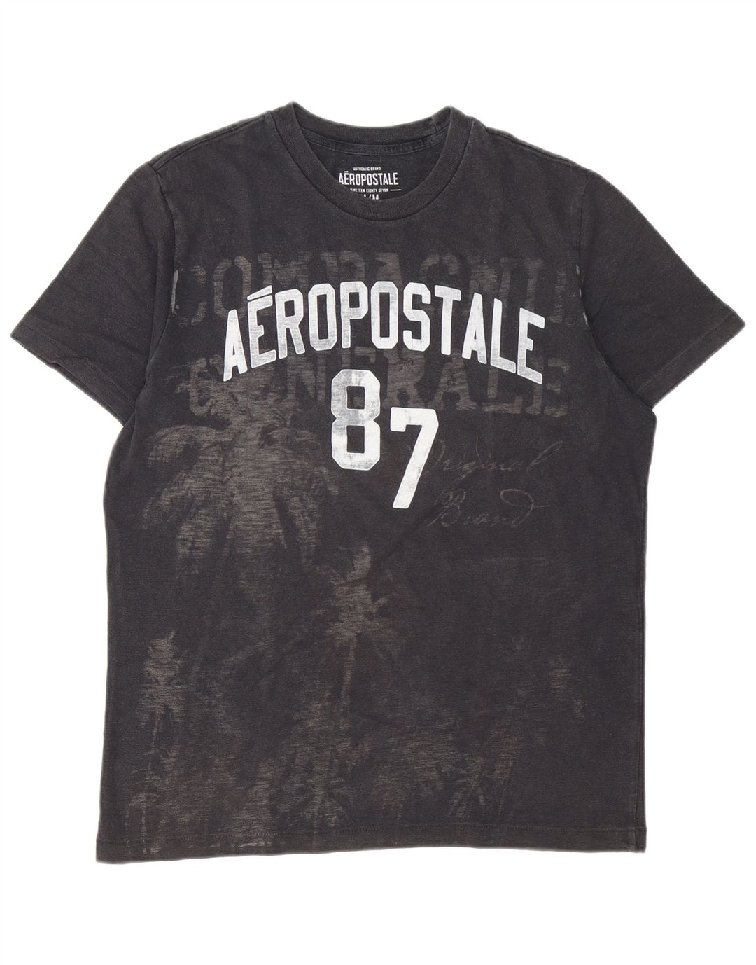 Aeropostale Mens Graphic T-Shirt Top Medium Black Cotton