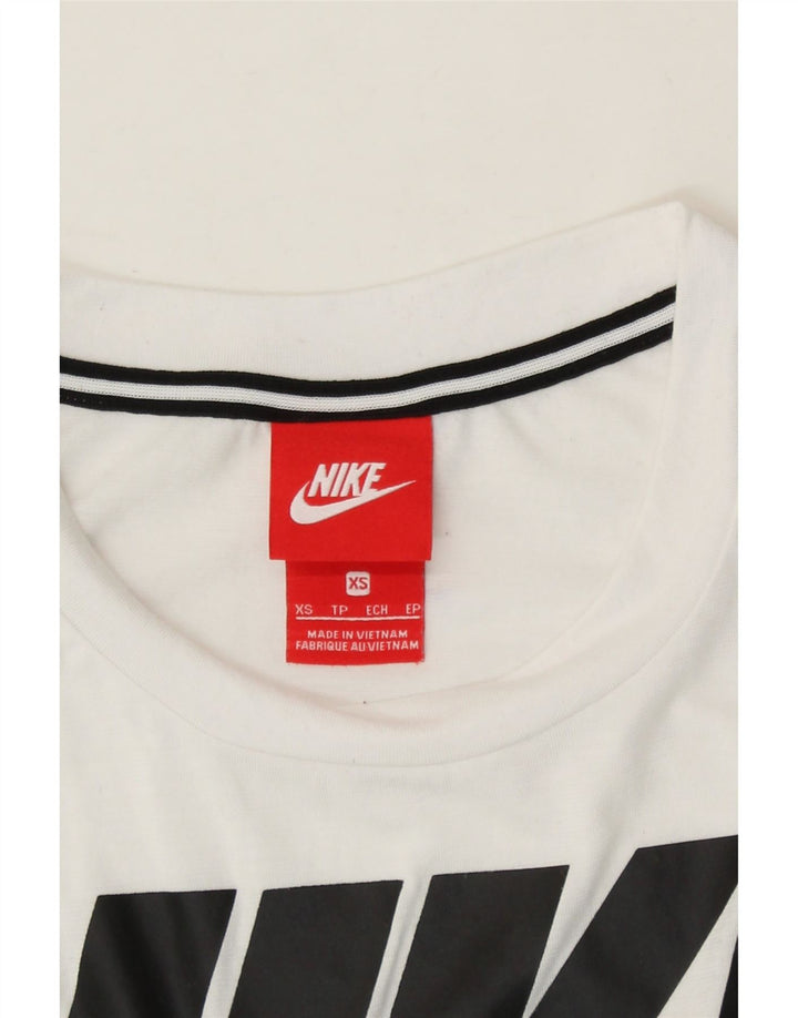 NIKE Womens Crop Graphic Vest Top UK 6 XS White Polyester Vintage Nike and Second-Hand Nike from Messina Hembry 