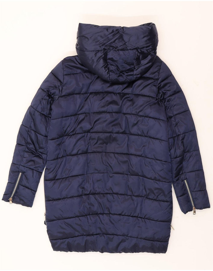 Guess Womens Oversized Hooded Padded Coat UK 10 Small Navy Blue Polyamide