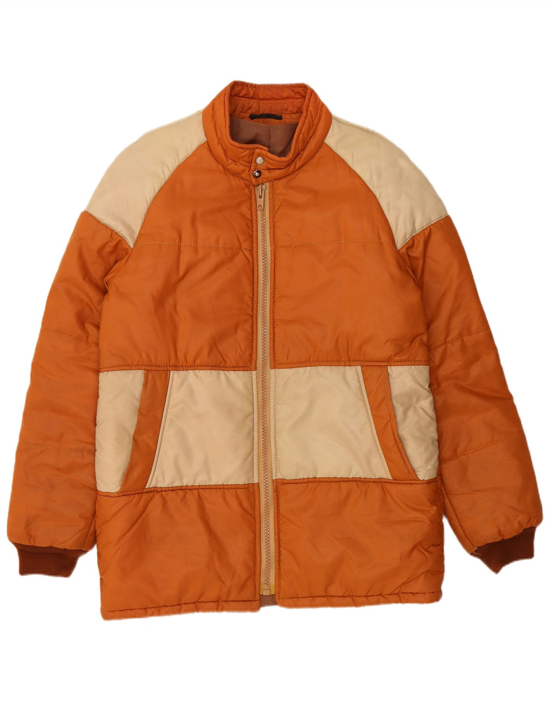 Jachetă căptușită pentru bărbați VINTAGE IT 52 XL Portocaliu din poliester color bloc