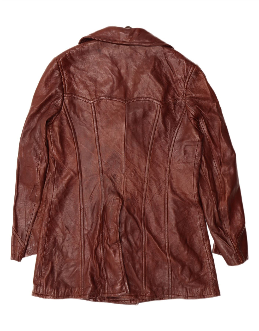 VINTAGE Womens Leather Coat IT 52 2XL Brown Leather