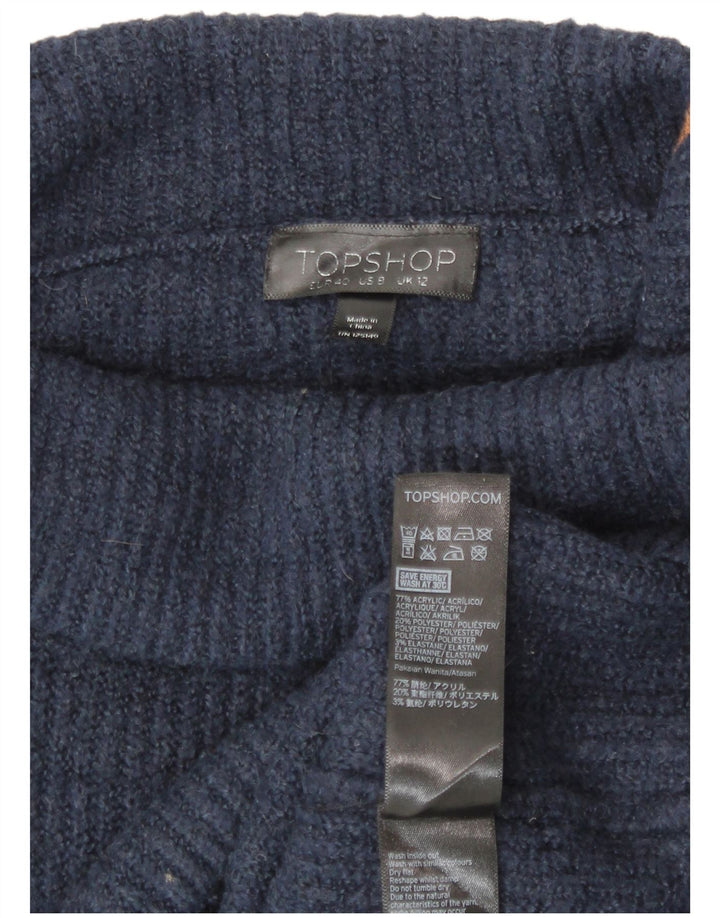 Topshop Womens Oversized Roll Neck Jumper Sweater UK 12 Medium Navy Blue