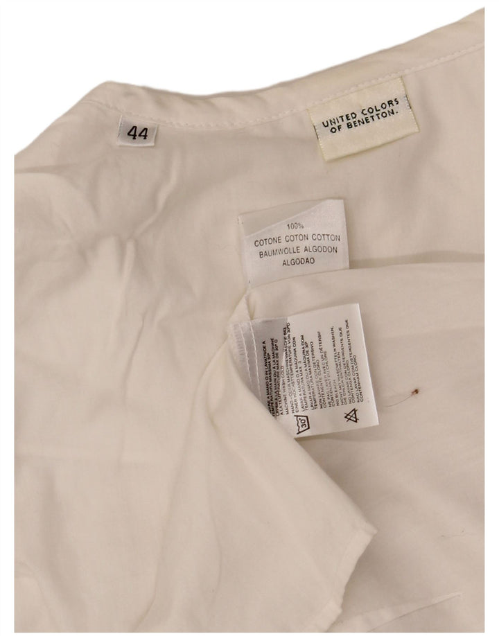 Benetton Womens Sleeveless Blouse Top IT 44 Medium Off White Cotton