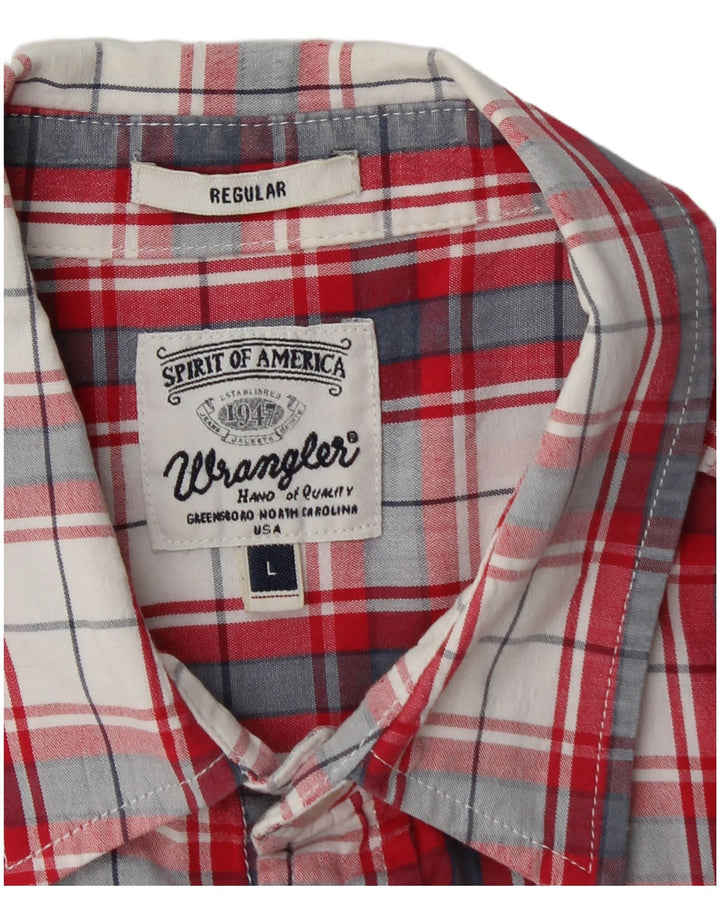 WRANGLER Boys Regular Short Sleeve Shirt 15-16 Years Large Red Check