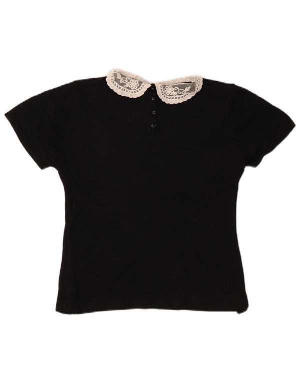 Marks & Spencer Womens Crop Blouse Top UK 12 Medium Black