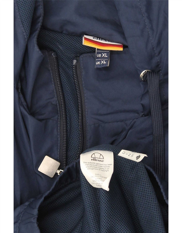 Ellesse Mens Hooded Rain Jacket UK 42 XL Blue Colourblock Polyester