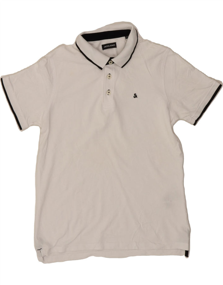 JACK & JONES Mens Polo Shirt Large White Cotton Vintage Jack & Jones and Second-Hand Jack & Jones from Messina Hembry 