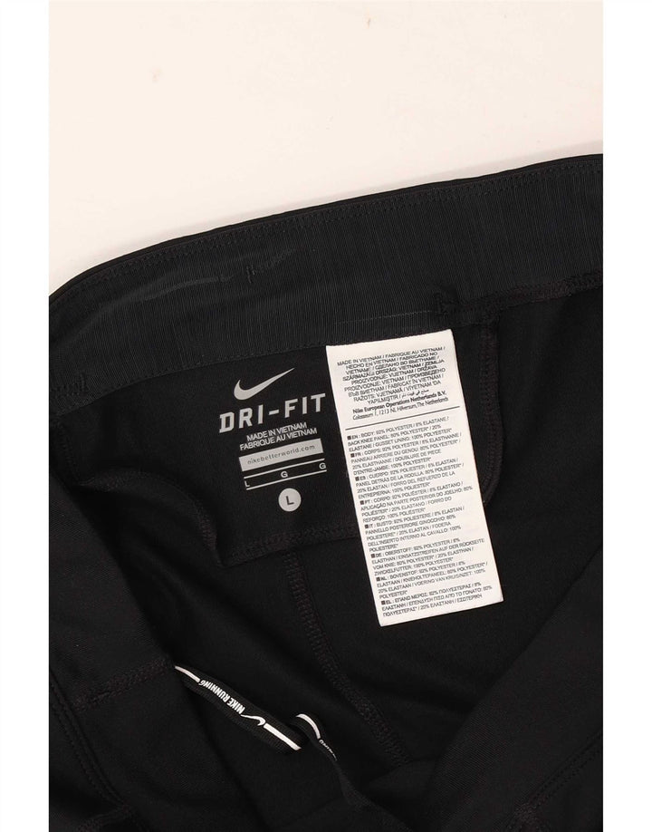 Nike Womens Dri Fit Capri Leggings UK 14 Large  Black Polyester