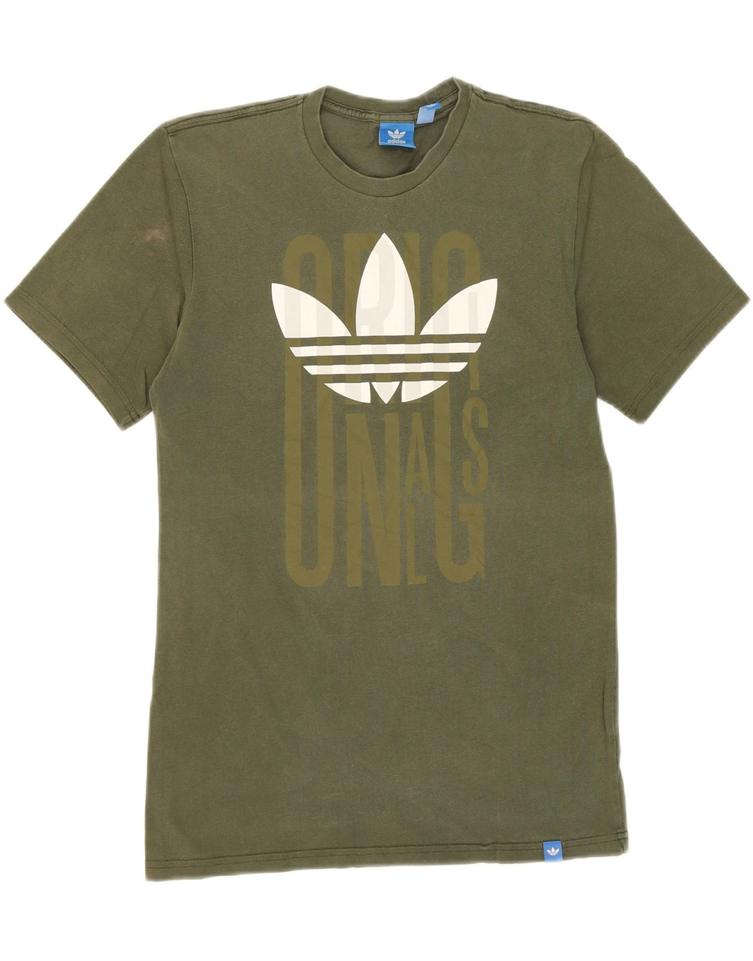 ADIDAS Mens Graphic T-Shirt Top Small Khaki Vintage Adidas and Second-Hand Adidas from Messina Hembry 