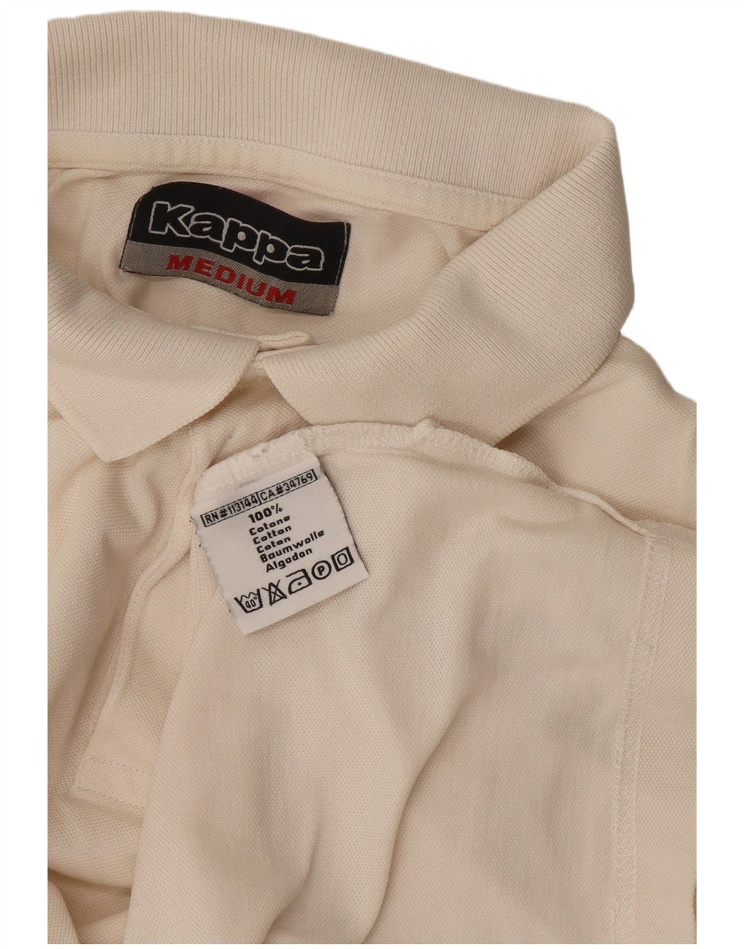Kappa Mens Polo Shirt Medium Off White Cotton