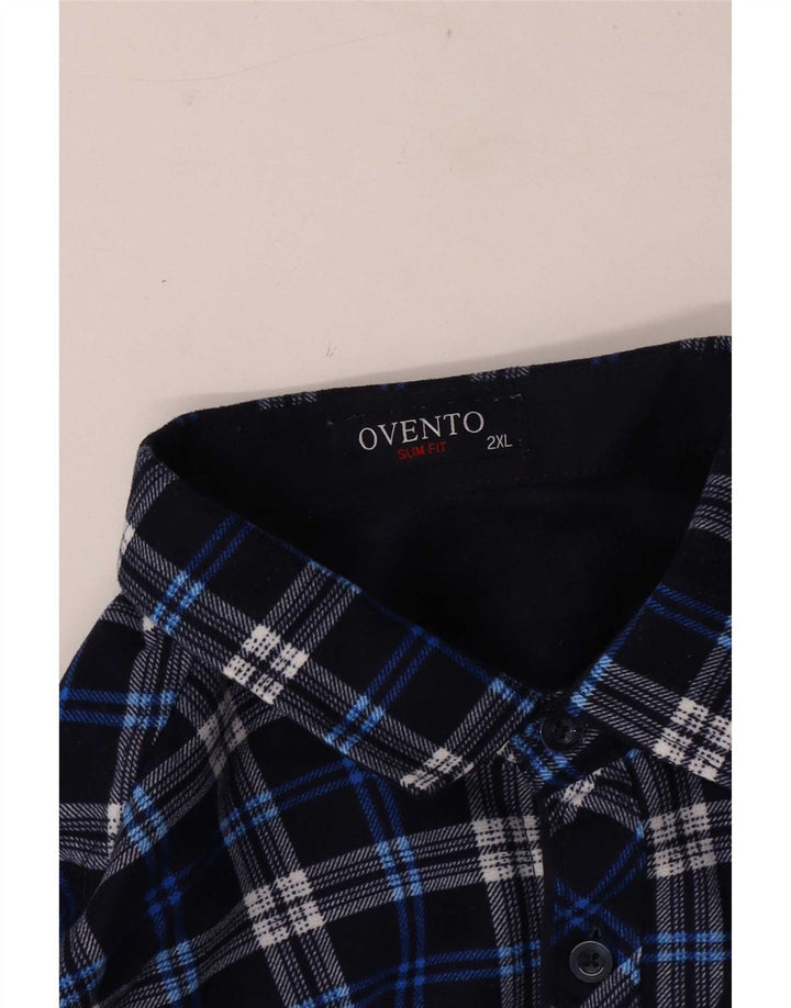 Vintage Mens Flannel Shirt 2XL Blue Check