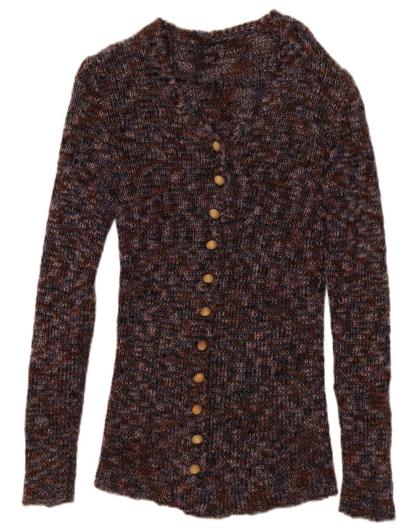 vintage Womens Cardigan Sweater UK 6 XS Multicolore Moucheté