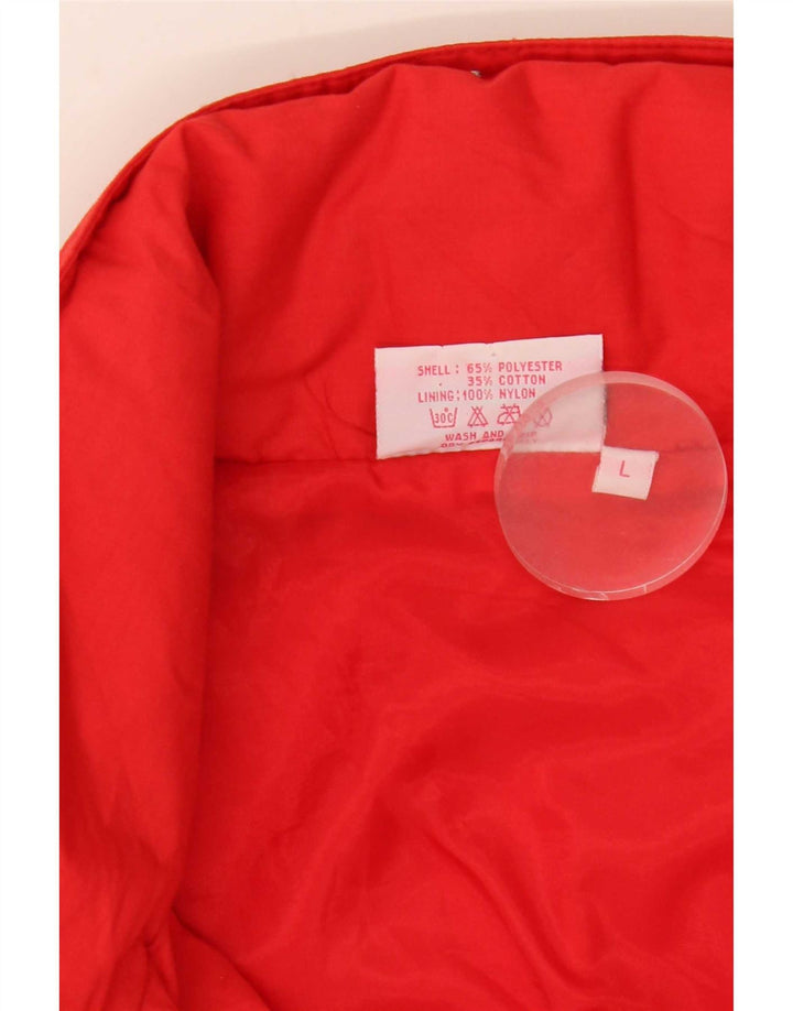 Vintage Mens Hooded Bomber Jacket UK 40 Large Red Polyester