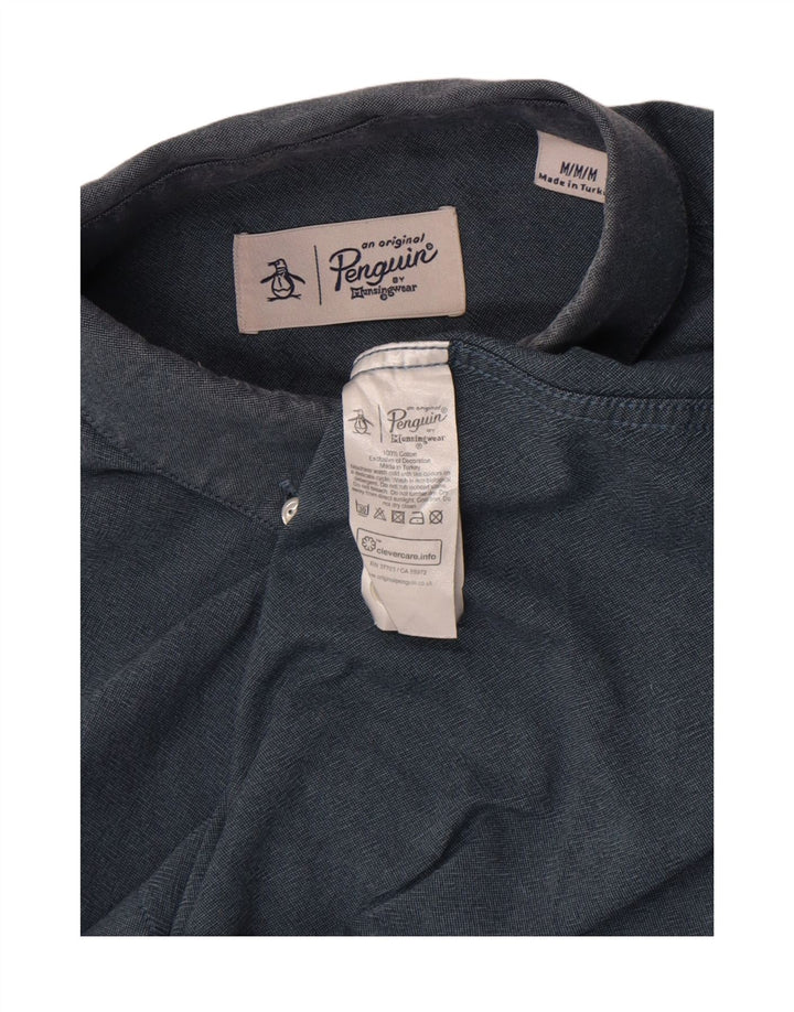 Camicia da uomo Pinguino in cotone blu medio