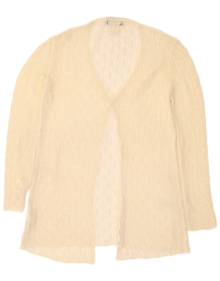 Les Copains Womens See Through Cardigan Sweater IT 42 Medium Off White