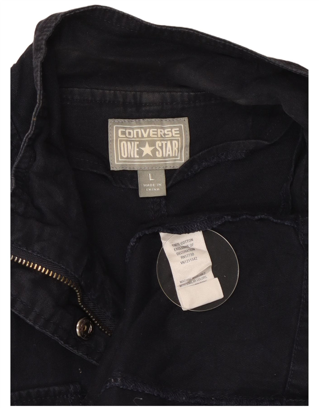 Converse Womens Utility Jacket UK 16 Large Navy Blue Cotton