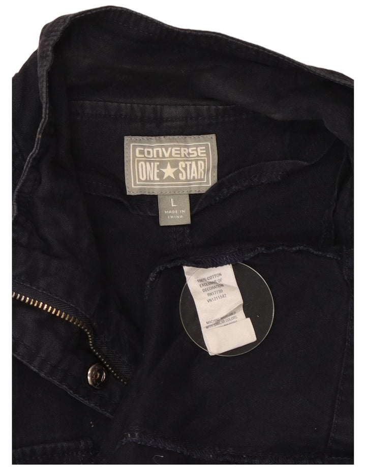 Converse Womens Utility Jacket UK 16 Large Navy Blue Cotton