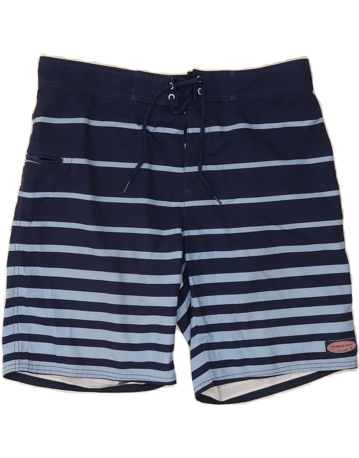 VINEYARD VINES Mens Swimming Shorts Large  Navy Blue Striped Polyester Vintage Vineyard Vines and Second-Hand Vineyard Vines from Messina Hembry 