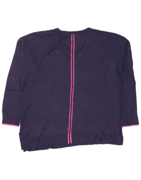 Joules Womens V-Neck Jumper Sweater UK 14 Medium Navy Blue Viscose