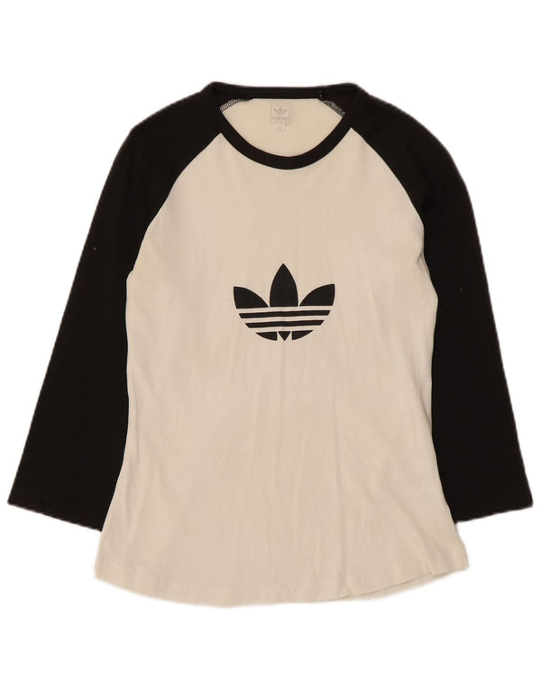 Adidas Womens Graphic Top 3/4 Sleeve IT 44 Medium Off White Colourblock