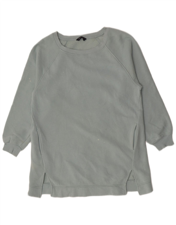 Marks & Spencer Womens Longline Sweatshirt Jumper UK 14 Medium Blue Cotton